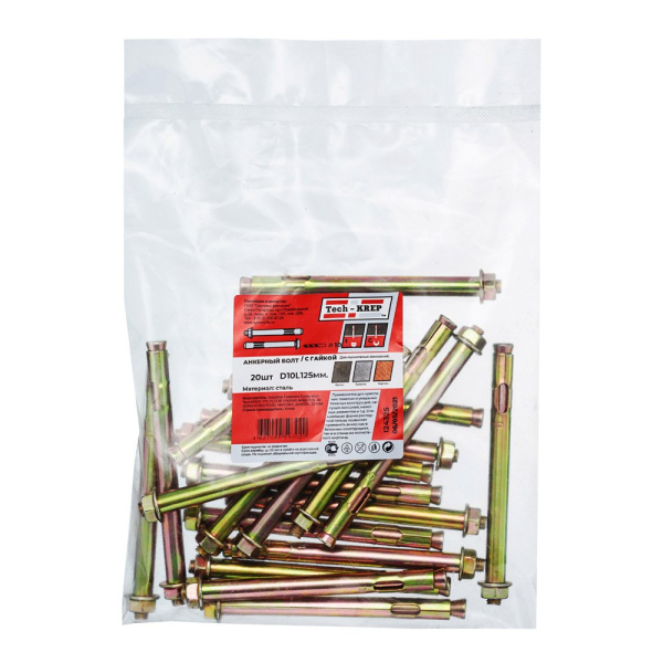 Tech-Krep Анкерный болт с гайкой 10х125 (20 шт) - пакет 124325