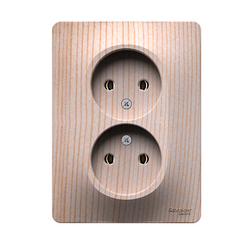 Systeme Electric Glossa Сосна Розетка двойная без заземления,16А, в сборе