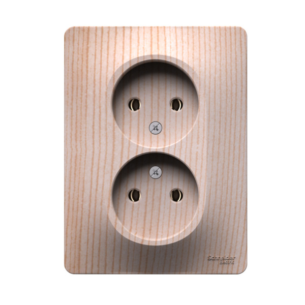 Systeme Electric Glossa Сосна Розетка двойная без заземления,16А, в сборе