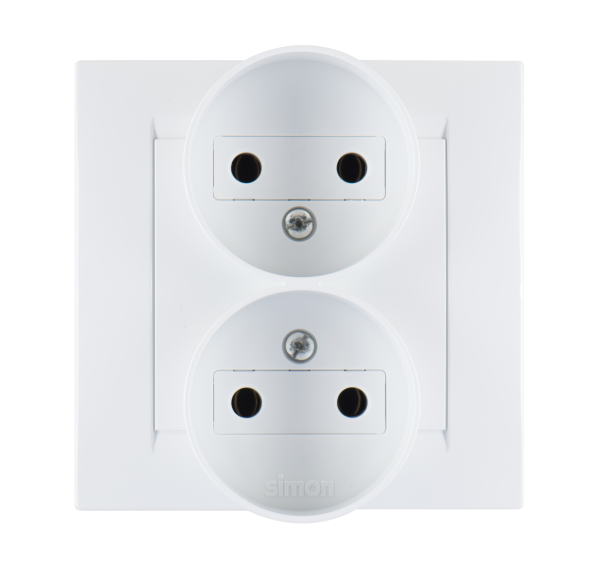 Купить Simon 15 Белая Розетка 2-ая б/з литая (в сборе с рамкой) 1590457-030