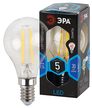 ЭРА F-LED P45-5W-840-E14 (филамент, шар, 5Вт, нейтр, E14)