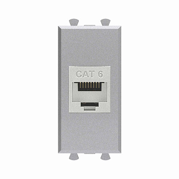 DKC Компьютерная розетка RJ-45 без шторки модульная, кат.6 экранированная, "Avanti", "Закаленная сталь", 1 модуль