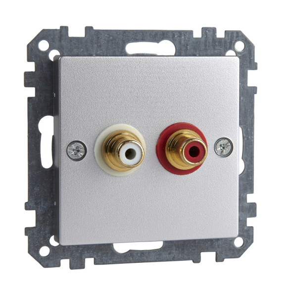 SE Merten SM Алюминий Аудиорозетка с двумя гнездами тюльпан MTN4350-0460