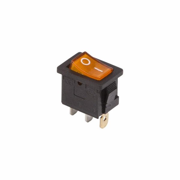 Выключатель клавишный 250V 6А (3с) ON-OFF желтый с подсветкой Mini Rexant 36-2152