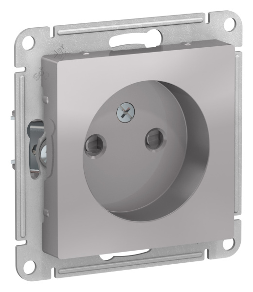 Купить Systeme Electric AtlasDesign Алюминий Розетка б/з со шторками, 16А, механизм