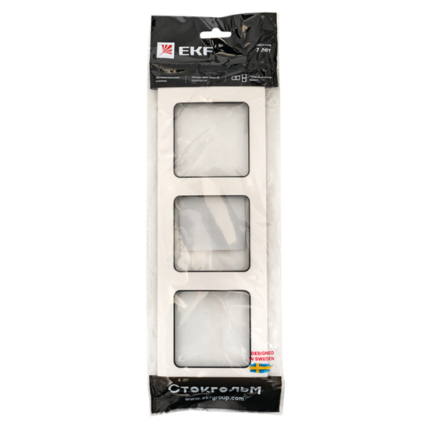 Купить EKF PROxima Стокгольм Белый Линяя черная Рамка 3-ая