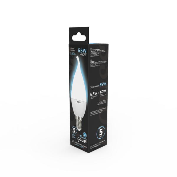 Купить Gauss Лампа Свеча на ветру 6.5W 550lm 4100K E14 LED 104101207