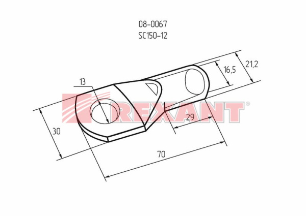 Купить Наконечник кольцевой (НК ø13мм) 150мм² (ТМЛ (DIN) 150-12) Rexant 08-0067