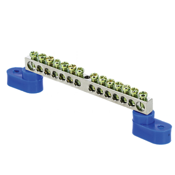 EKF PROxima Шина "0" N (6x9мм) 14 отв. цинк 2 синих угловых изолятора