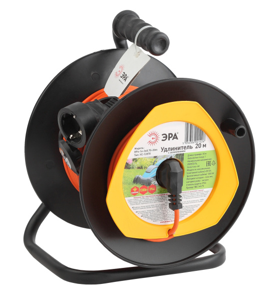 ЭРА RPx-1e-3х0.75-20m Удлинитель силовой на пластиковой катушке c/з 1 гн 20м ПВС 3х0.75