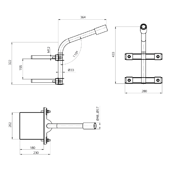 Купить Gauss Кронштейн для уличных светильников на опору с 2 хомутами 625х460х680 D60мм 903265303