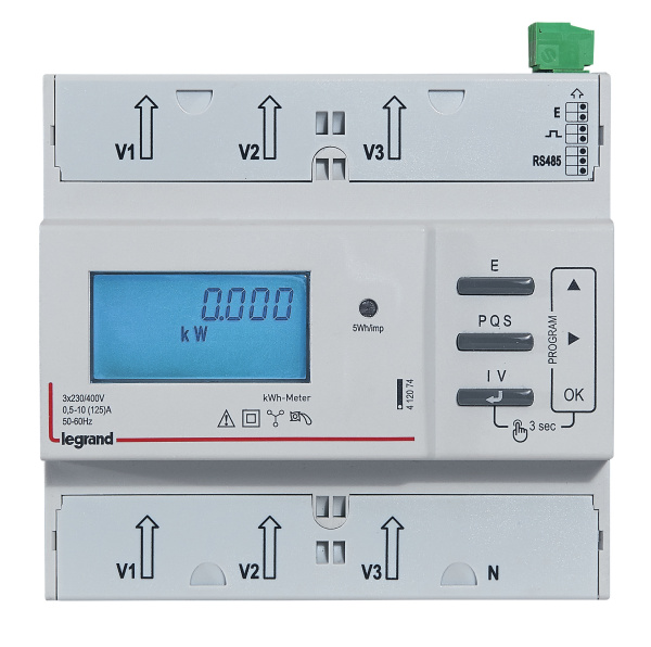 Legrand Трехфазный счётчик EMDX³ - сертификат MID - 125 А - 6 модулей - выход RS 485 412074