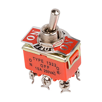Тумблер 250V 15А (6c) ON-OFF-ON двухполюсный (KN-203) Индивидуальная упаковка 1 шт Rexant 36-4132-1