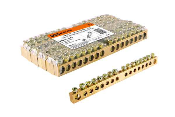 TDM Шина "N" нулевая 6х9мм 16/1 (16 групп/крепеж по центру) SQ0801-0042