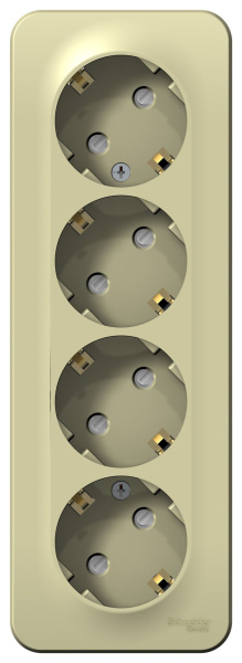 Купить Systeme Electric Blanca наруж Беж Розетка 4-ая с/з со шторками, изолир. пластина 16А, 250В