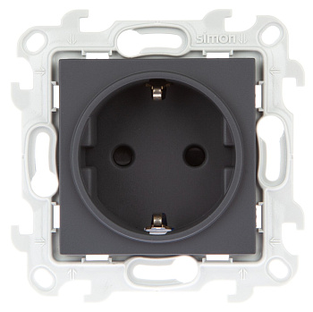 Simon 24 Графит Розетка 2К+3 Sсhuko с защитными шторками 2450432-038