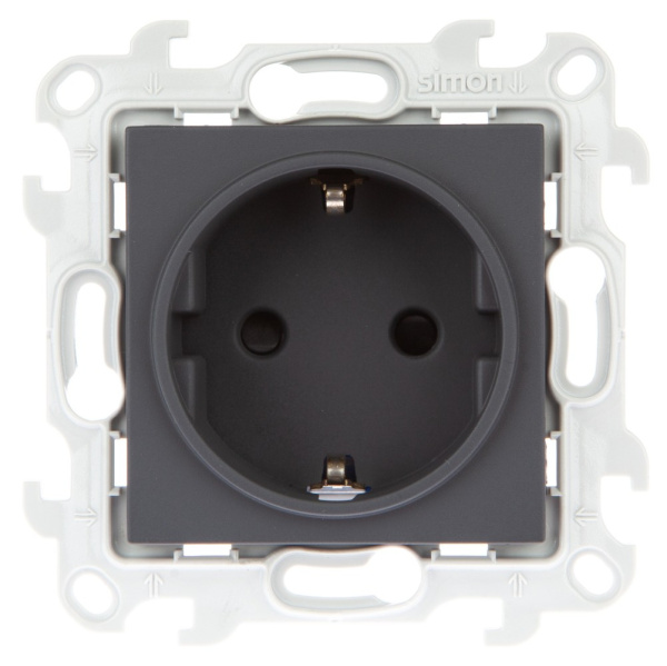 Simon 24 Графит Розетка 2К+3 Sсhuko с защитными шторками 2450432-038