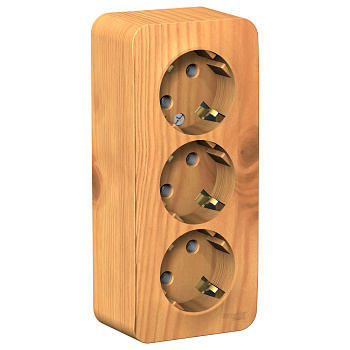 Systeme Electric Blanca наруж Ясень Розетка 3-ая с/з без шторок 16А, 250В, изолир. пластина