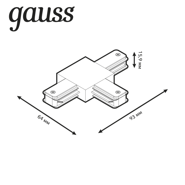Купить Gauss Коннектор для трековых шинопроводов (T) черный TR109