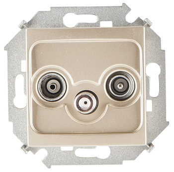 Simon 15 Шампань Розетка R-TV-SAT одиночная, винт.зажим 1591466-034