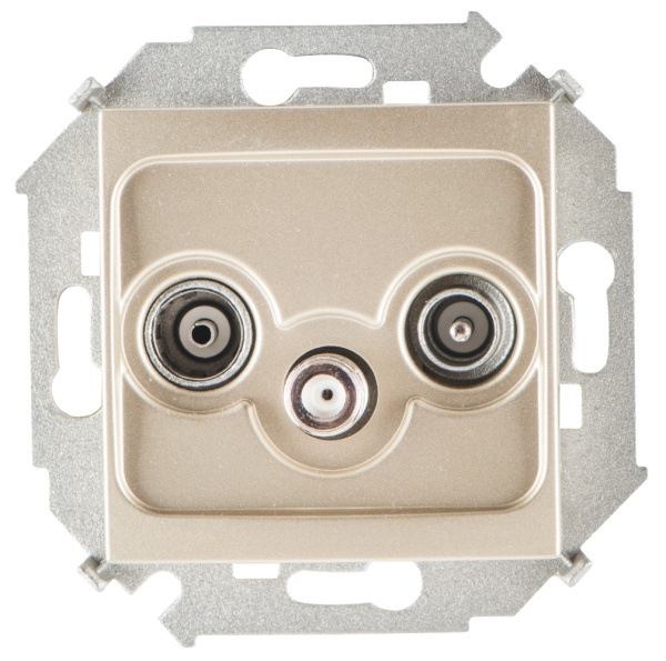 Simon 15 Шампань Розетка R-TV-SAT одиночная, винт.зажим 1591466-034