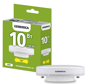 IEK GENERICA Лампа LED T80 таблетка 10Вт 230В 3000К GX53 LL-T80-10-230-30-GX53-G