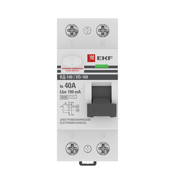 Купить EKF PROxima ВД-100 УЗО 2P 40А/100мА (AC) электромеханическое