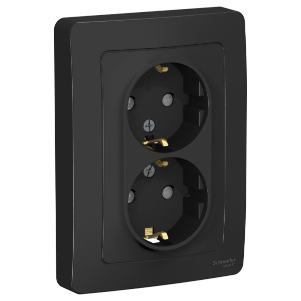 Systeme Electric Blanca внутр Антрацит Розетка 2-ая с/з со шторками, 16А, 250В