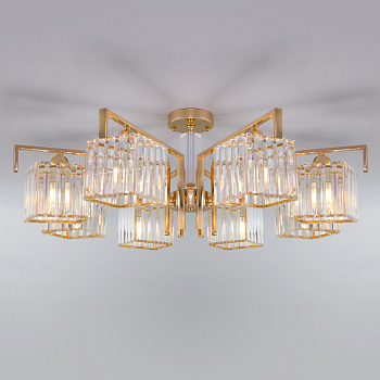 Eurosvet 10126/8 Светильник потолочный золото/прозрачный хрусталь Strotskis a054450