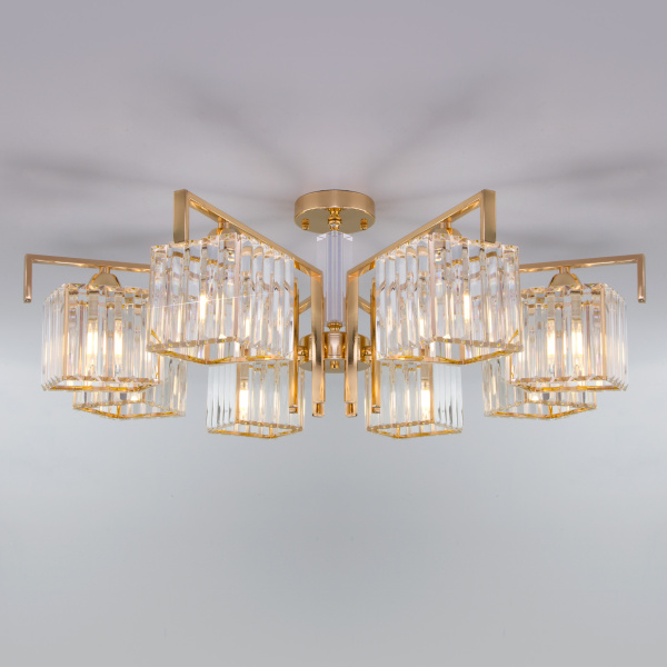 Eurosvet 10126/8 Светильник потолочный золото/прозрачный хрусталь Strotskis a054450