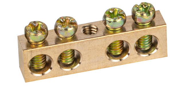 ЭРА Шина ЭРА NO-122-12 PEN земля-ноль 6х9мм 4/1 латунная с креплениями по центру