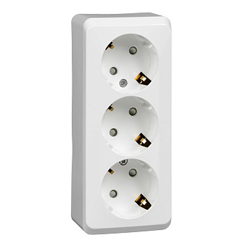 Systeme Electric Этюд наруж Бел Розетка 3-ая с/з со шторками 16А 250B