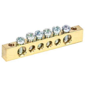 Шина PEN «земля-ноль» 6х9 мм 6/2 (6 групп/крепеж по краям) Rexant 11-2365