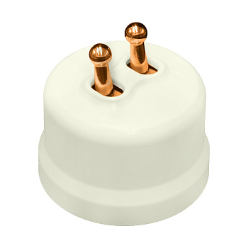 BIRONI Лизетта Пластик Слоновая кость Выключатель кнопочный 2-кл (тумблерный), ручка Медь B1-232-211-C-PB