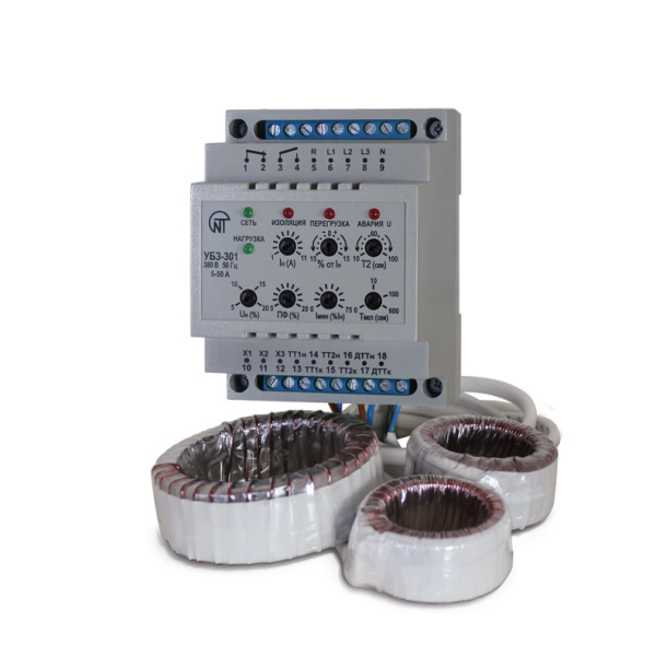 Новатек-Электро Универсальный Блок Защиты Электродвигателя УБЗ-301 (10-100А) 380В, Ном. ток двигателя -10-100 А (трансформаторы тока (Т/Т) в комплекте УБЗ-301(10-100А)