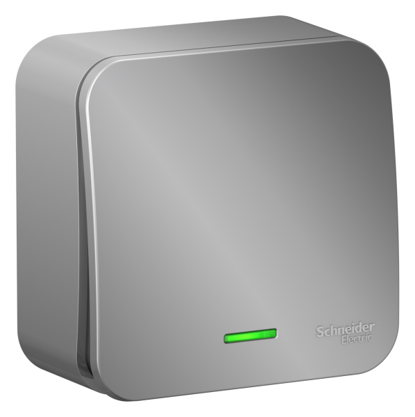 Купить Systeme Electric Blanca наруж Алюминий Выключатель 1-клавишный с подсветкой 10А, 250B, изолир. пластина