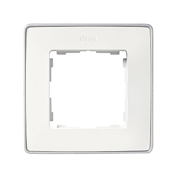 Simon 82 Detail Белый, основание Алюминий Рамка 1-ая 8201610-243