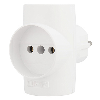 Тройник электрический, 16 А, без заземления, белый Rexant 11-1077
