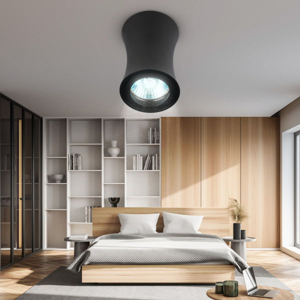 ЭРА Светильник настенно-потолочный спот OL19 BK MR16/GU10, черный