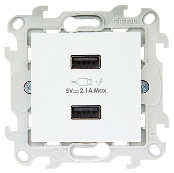 Simon 24 Белый Зарядное устройство 2хUSB 2,4A 2411096-030