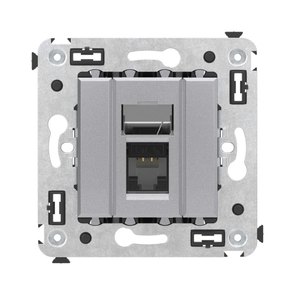 Купить DKC Компьютерная розетка RJ-45 в стену, кат.6А одинарная, "Avanti", "Закаленная сталь"