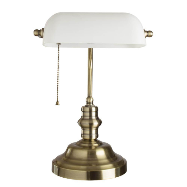 Arte Lamp Banker Бронза/Белая Лампа настольная офисная 1x60W 1xE27 A2493LT-1AB