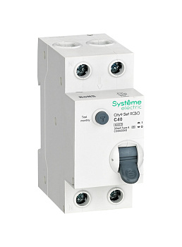 Systeme Electric City9 Set Автоматический выключатель дифференциального тока (АВДТ) 1P+N С 40А 6kA 30мА Тип-A 230В C9D65640