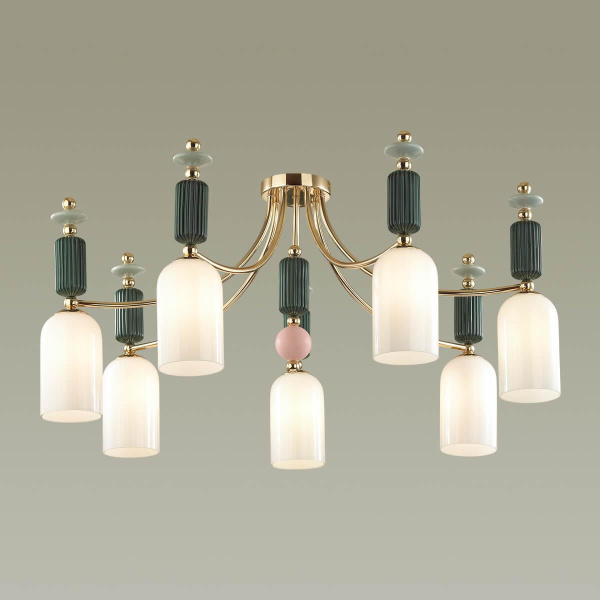 Купить Odeon Light 4861/7C CLASSIC ODL_EX21 золото/раноцветн./керамика/стекло Люстра потолочная E14 7*40W CANDY