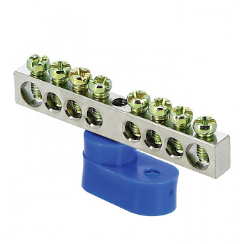 EKF PROxima Шина "0" N (6x9мм) 8 отв. цинк синий угловой изолятор