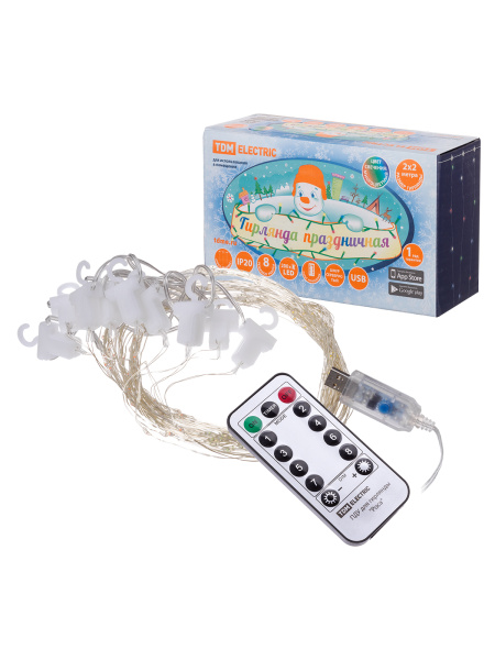 TDM Гирлянда светодиодная "Роса - занавес" 2х2 м, 200LED, многоцветн., ПДУ, USB, IP20, SQ0361-0088