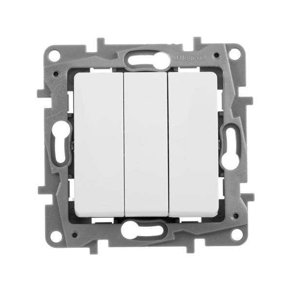 Купить Legrand Etika Белый Выключатель 3-клавишный, 10А, Автоматические клеммы 672213