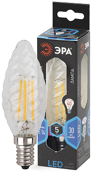 ЭРА F-LED BTW-5W-840-E14 (филамент, свеча витая, 5Вт, нейтр, E14)