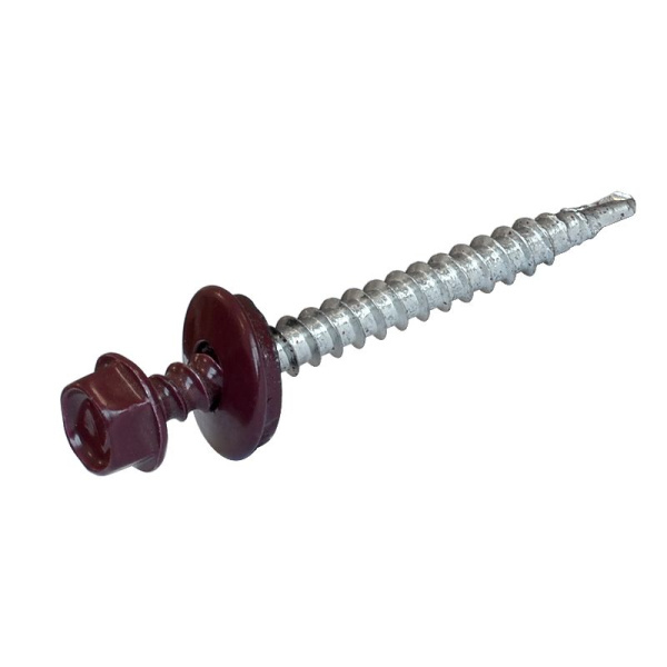 Tech-Krep Саморез КР св. 4,8х51 RAL-3005 (винно-красный) (200 шт) - ведро 127876