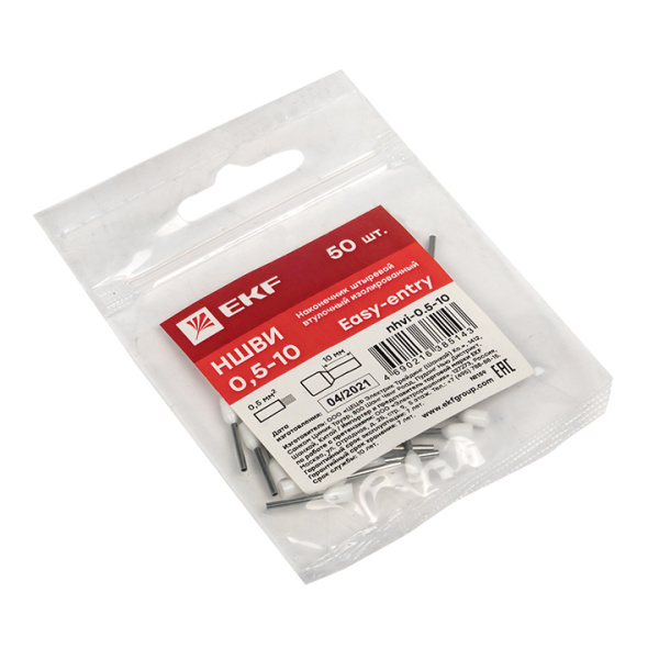 Купить EKF PROxima Наконечник штыревой втулочный  НШвИ 0,5-10 (50шт.)